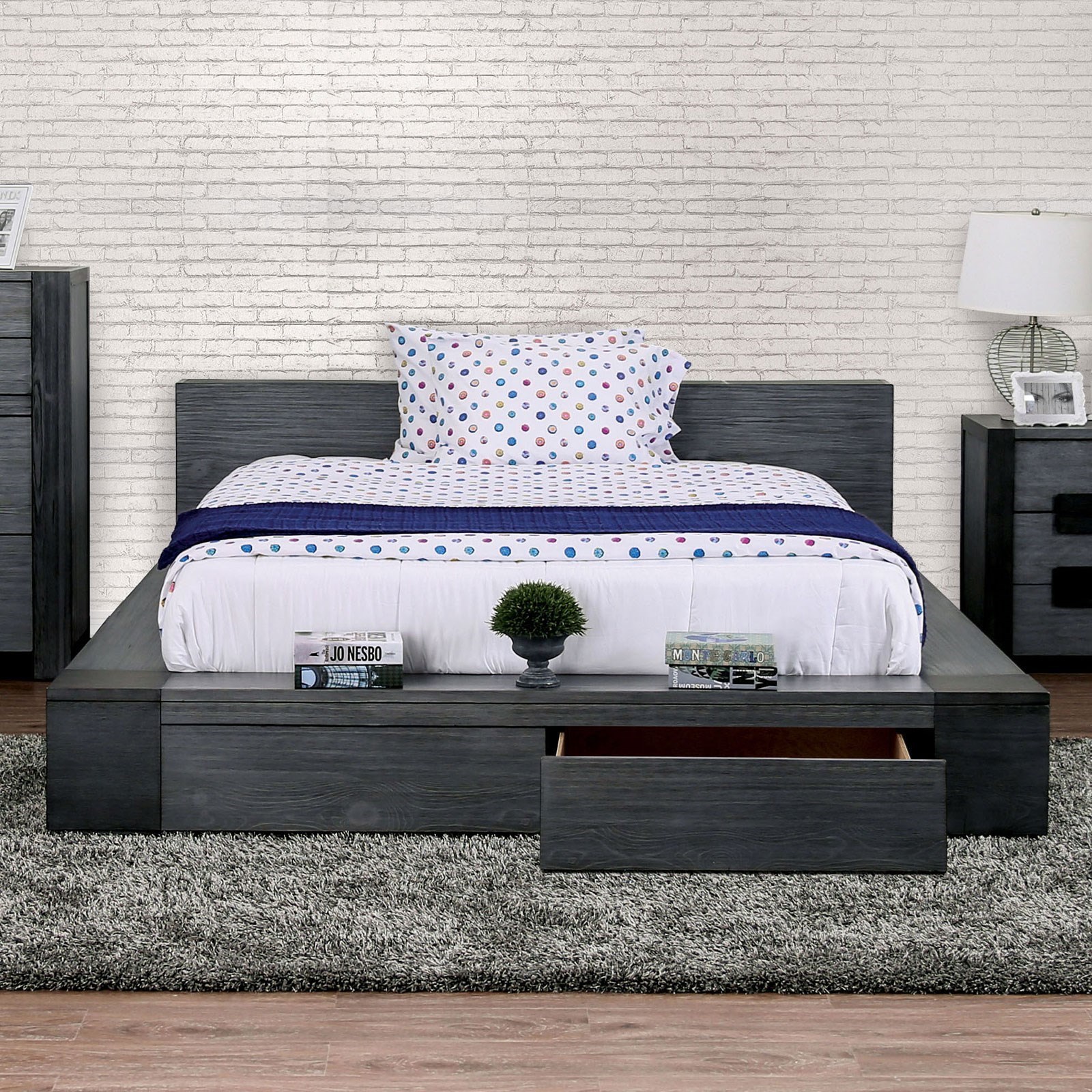 California king online storage bed frame
